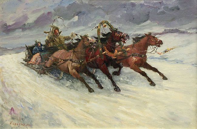 SWC The Sleigh Ride, V. Lazarev, Russian, b.1904  