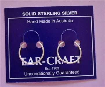 16mm Sleepers Hinged Earrings Pair STERLING SILVER Plain  