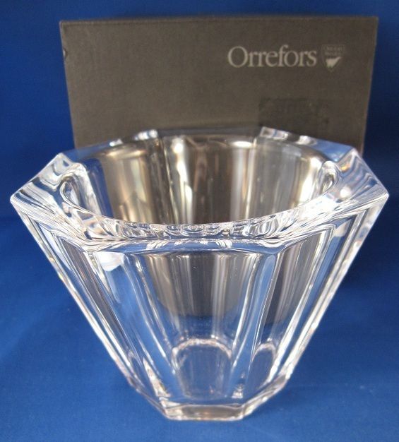 ORREFORS CLEAR CRYSTAL SKAL BOWL NEW IN BOX SWEDEN  