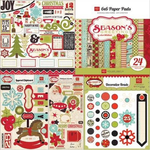 ECHO PARK Scrapbook Christmas SEASONS GREETINGS EMBELLISHMENTS 