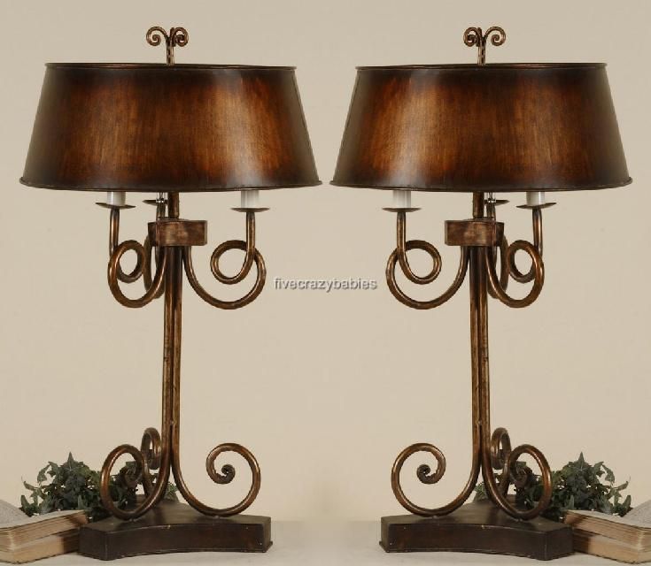   Classic Bronze Candelabra Table Lamp PAIR Set Accent Traditional