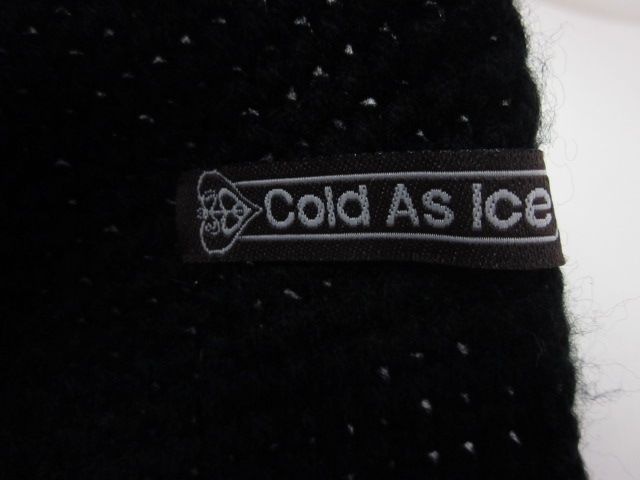 COLD AS ICE Black Knit Tie Front Beanie Hat OS  