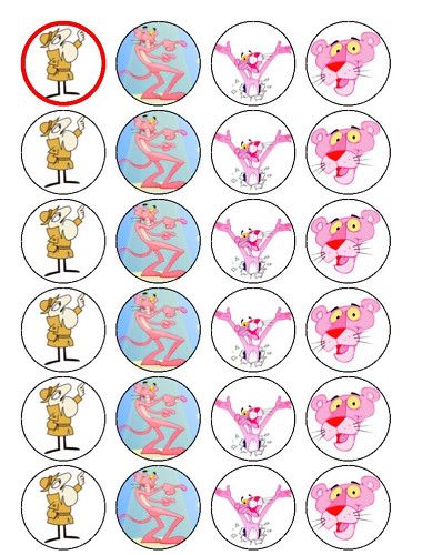 24 Pink Panther Edible Cupcake Fairy cake Toppers  