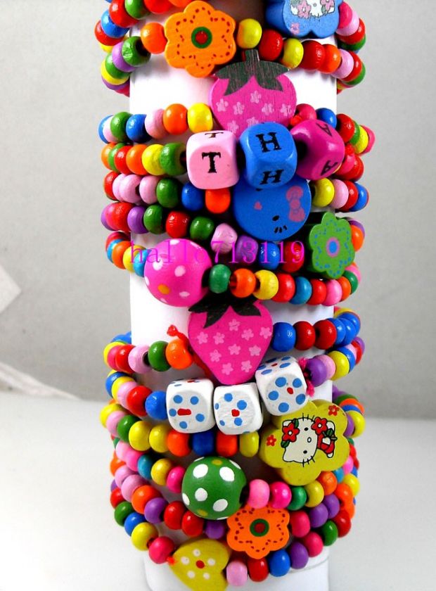   childrens Party Gift wood bracelets wristband wholesale jewelry lot