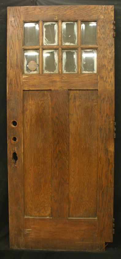 36x83 Antique Exterior Entry Oak Veneer Door 8 Beveled Glass Lites 