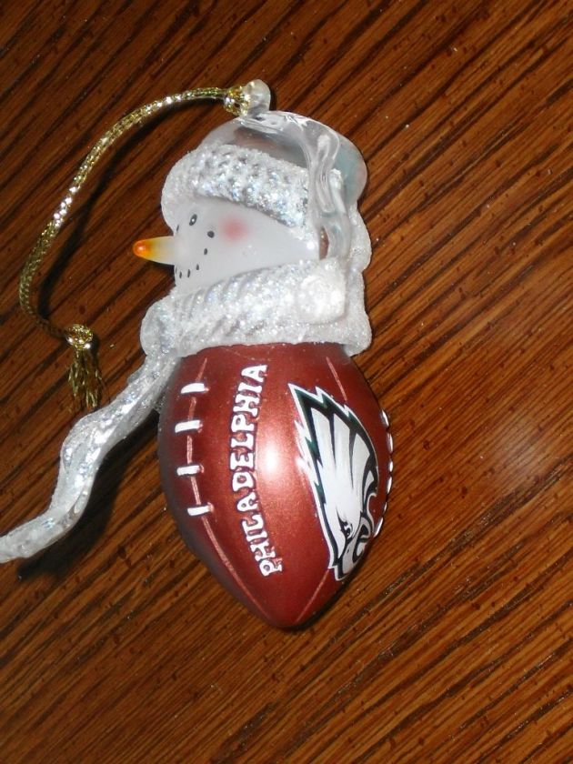NFL Philadelphia EAGLES FOOTBALL SNOWMAN Ornament  