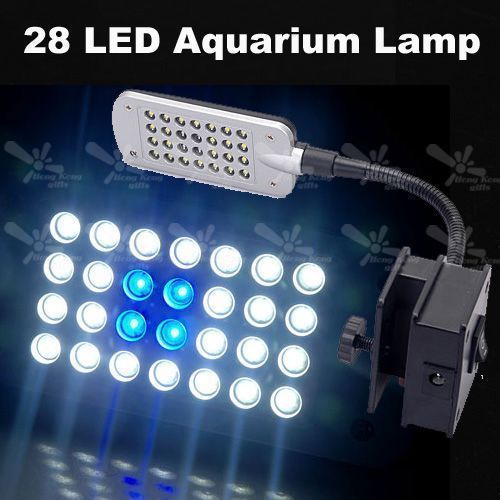 Modes Aquarium fish tank 28 LED Blue & White clip lighting LAMP 
