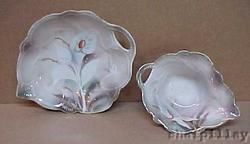   Co German Decorative Porcelain Hand Painted Flowers Candy Dish & Bowl