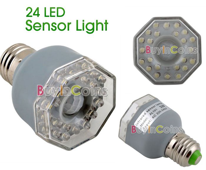 E27 3W 24 LED Infrared IR Sensor Bulb Light Lamp 220V  