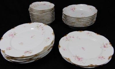 Haviland Limoges Porcelain Pink Flower Gild Lot Set 25  