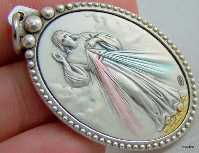 Divine Mercy Jesus Christ Sterling Silver Medal Italy  