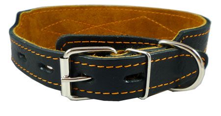 Genuine Leather Dog Collar 15 19 Black 1.75 wide  