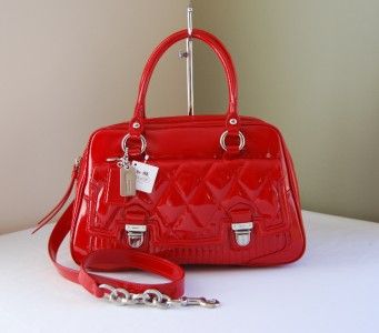 378 Coach 18675 Poppy Liquid Gross Pushlock Satchel Cherry  