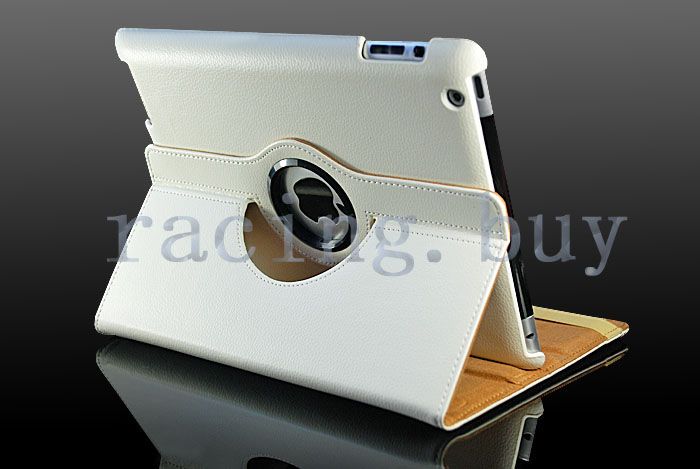   leather Case Smart Cover 360° Rotating Wake/Sleep Stand for iPad 2