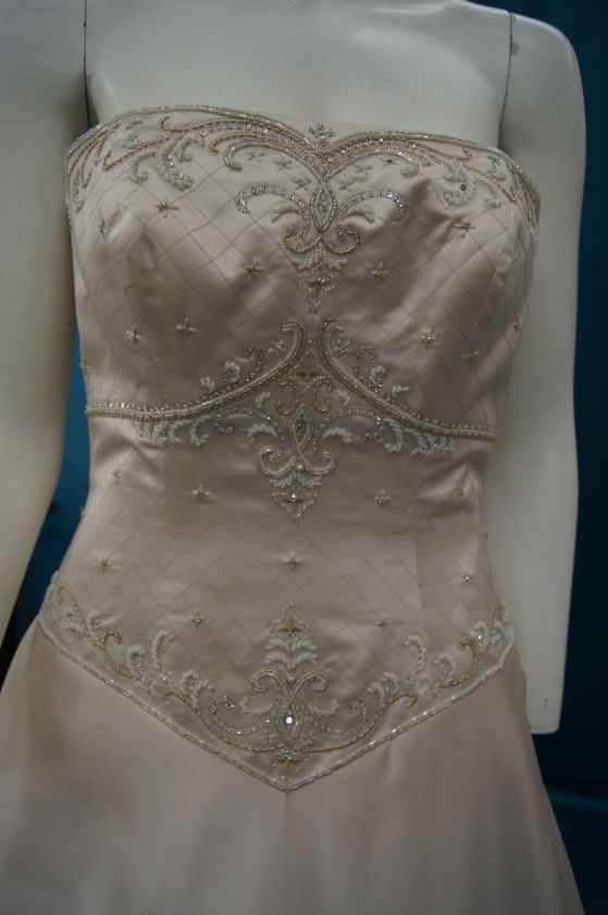Maggie Sottero Champagne Victorian Strapless Rhinestone Wedding Dress 