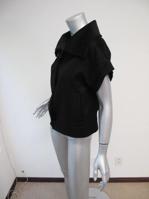 Jenni Kayne Black Short Sleeve Hidden Button Snap Thick Blouse/Jacket 