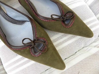 LAMBERTSON TRUEX OLIVE GREEN SLINGBACKS SZ 37 1/2  