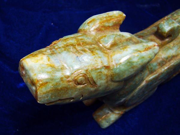 ZHOU DY. 11 JADE NEPHRITE WINGED DRAGON Statue  