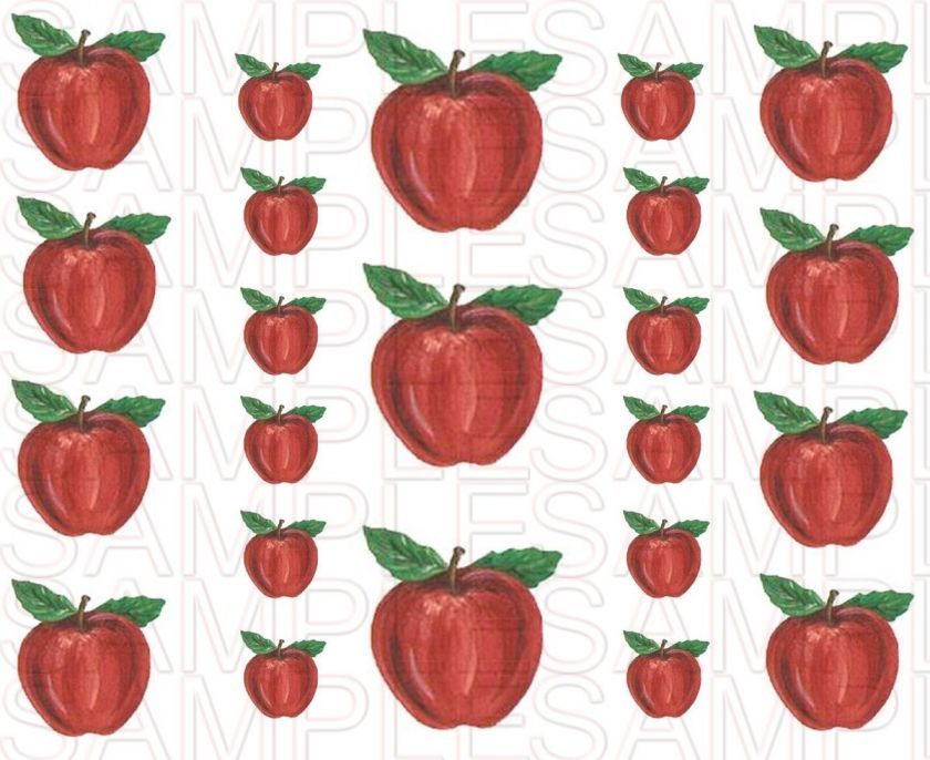 APPLE APPLES WATERSLIDE DECALS KITCHEN DECOR FRUIT  