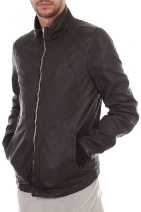 NEW RICK OWENS Man Leather Jacket INTARSIA JKT LOW NECK lamb leather 