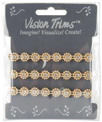 VISION TRIMS RHINESTONE TRIM FANCY CIRCLES 18 GOLD  