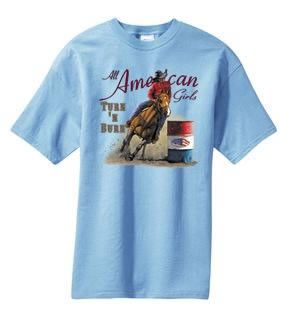 American Girl Turn N Burn Barrel Racing T Shirt S  6x  