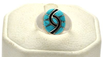 Zuni Turquoise Sterling Womens Ring   Amy Quandelacy  