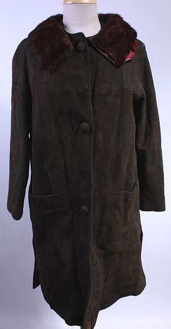 WOMENS VTG SOFT LEATHER/REAL MINK FUR TRIM COAT sz M  