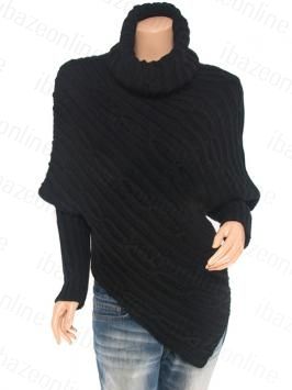  Angle Hem Turtleneck Boho Sweater Top  