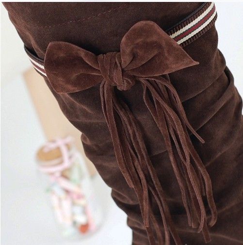 New Fashion Faux Suede Womens Fringe Mid Calf Boots  