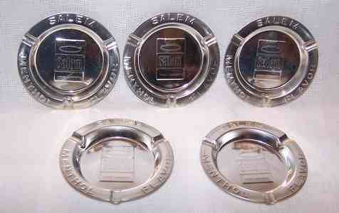 Vintage Salem Metal Ashtrays * Cigarette Advertising  