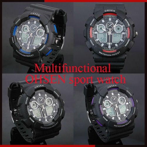 OHSEN Multifunctional Alarm Chronograph Date Men Sport Watch Gift 5 