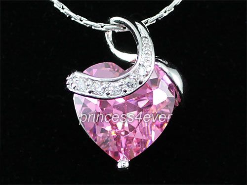 Carat Pink Heart Sapphire Necklace Earrings Set SN245  
