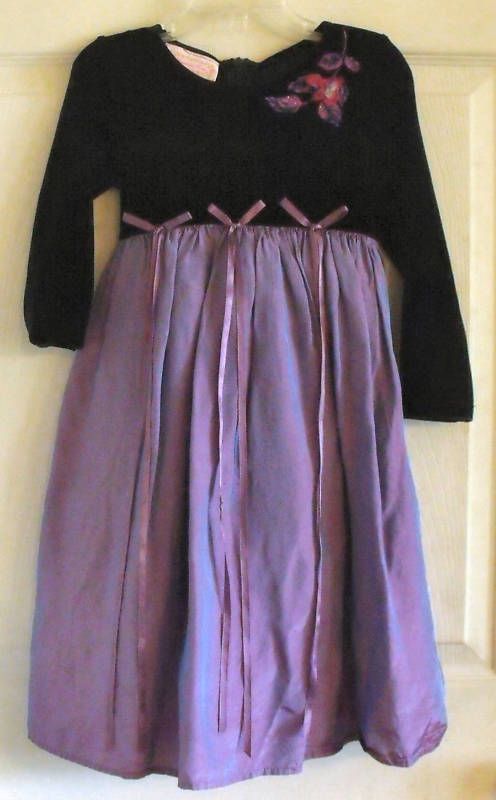 AMANDA ROSE BLACK VELOUR IRIDESCENT DRESS GIRL SZ 5  