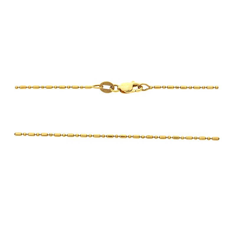 14KT YELLOW GOLD   16 1.1 MM. BAR + BEAD NECKLACE GOLD CHAIN  