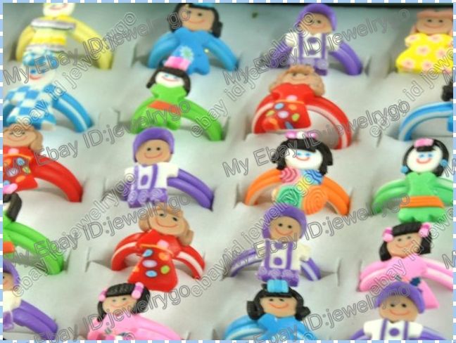 50pcs Wholesale Lots Colorful Mix Polymer Clay Rings Jewellery Free 