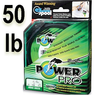 PowerPro Braided Line ~ Moss Green ~ 50 lb test ~ 150 yard spool on  PopScreen