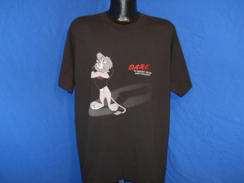 vintage DARE TO RESIST DRUGS AND VIOLENCE LION BLACK RED D.A.R.E. t 