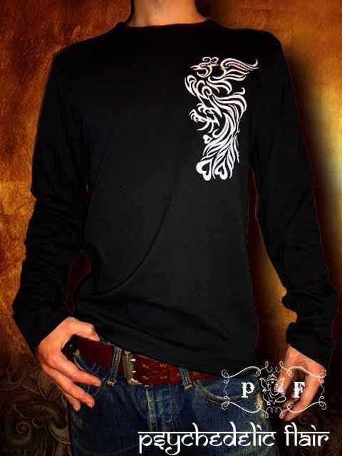 IREZUMI TATTOO PRINT LONG SLEEVE T SHIRT ANGEL WINGS ROCK BIKER EMO 