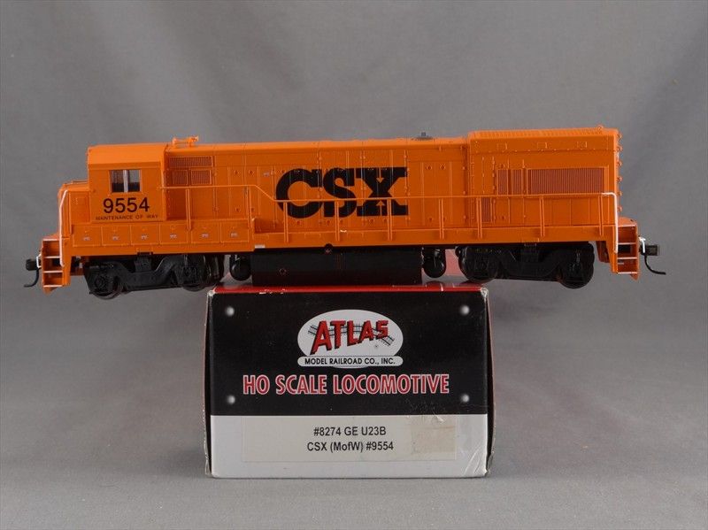 DTD TRAINS   HO SCALE ATLAS 8274 GE U23B DIESEL ENGINE   CSX MOW #9554 