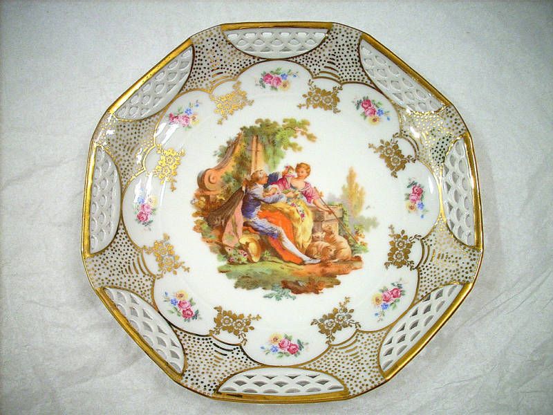 SCHWARZENHAMMER BAVARIA PIERCED PORCELAIN OCTAGON PLATE  