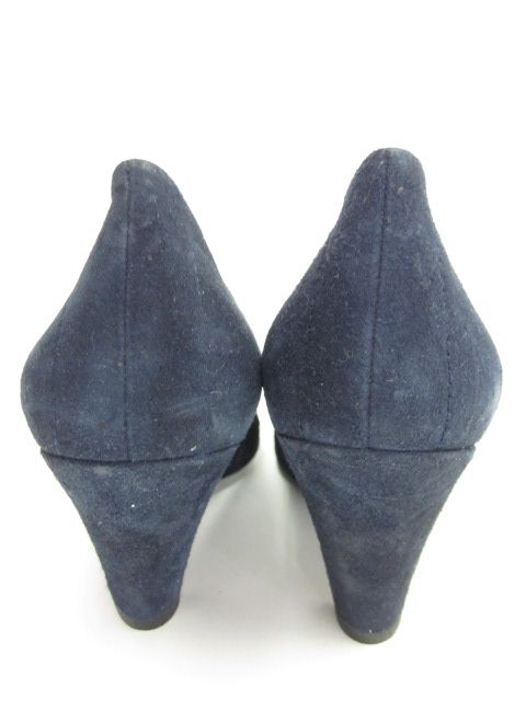 NINE WEST Navy Satin Suede Bow Deta Scrunched Pumps 9  