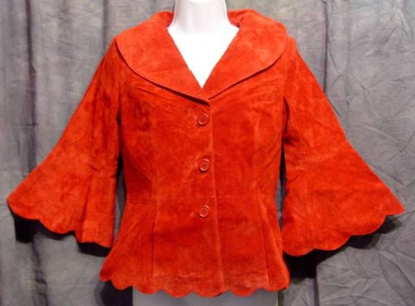 Buttery SOFT Flirty Blood RED Suede LEATHER Jacket 6  