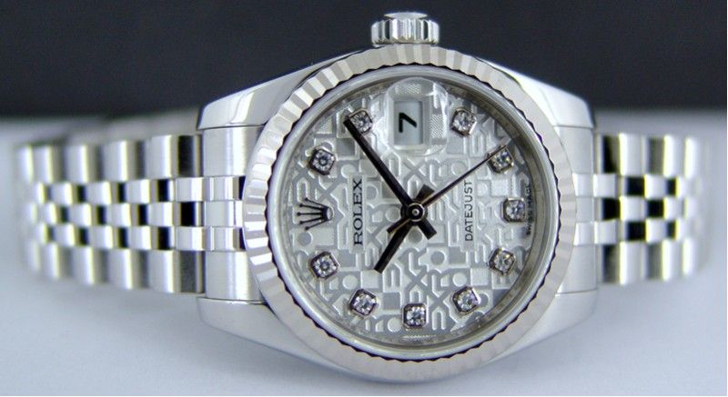   26mm 18kt WG & SS Datejust Silver DIAMOND Jubilee Dial   179174  