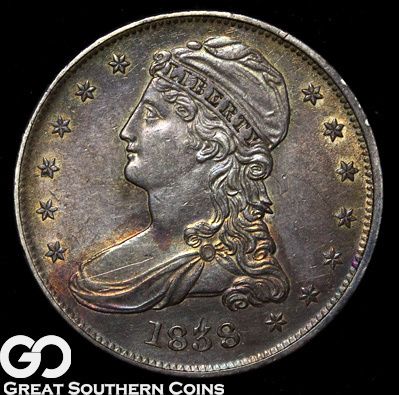 1838 Capped Bust Half Dollar REEDED EDGE CHOICE AU++/UNCIRCULATED 