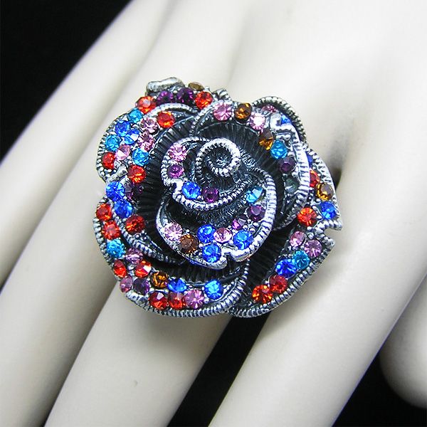 ColourfulFlowerr ring Swarovski Crystal Adjustable R028  
