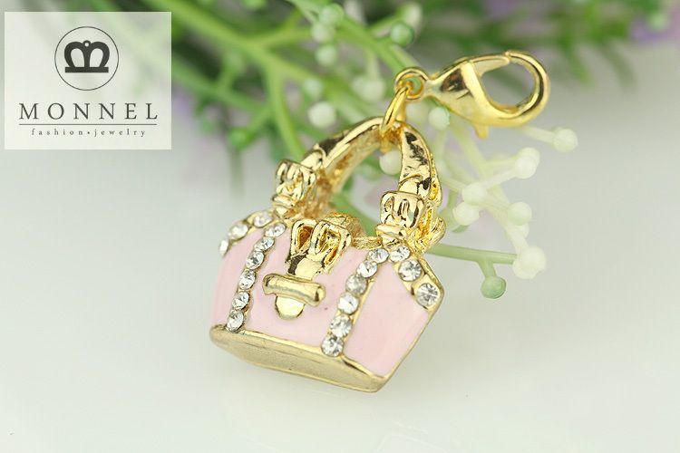 J25 Cute Pink Purse Handbag 3D Charm Pendant (1 piece)  