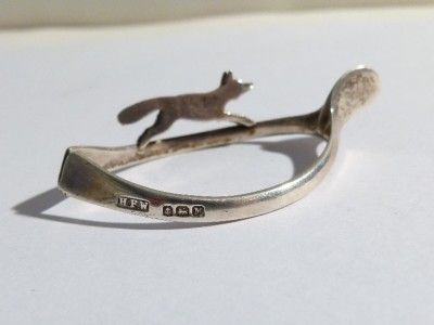   Sterling Silver RUNNING FOX Napkin Holder Ring WISH BONE Shape  