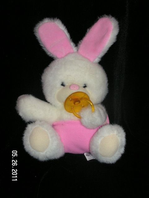 Russ White Buffy Bunny Rabbit Pacifier Plush Lovey 8  