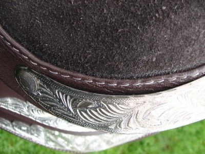 16BROWN WESTERN TRAIL HORSE SADDLE SHOW SILVER 4PC SET  